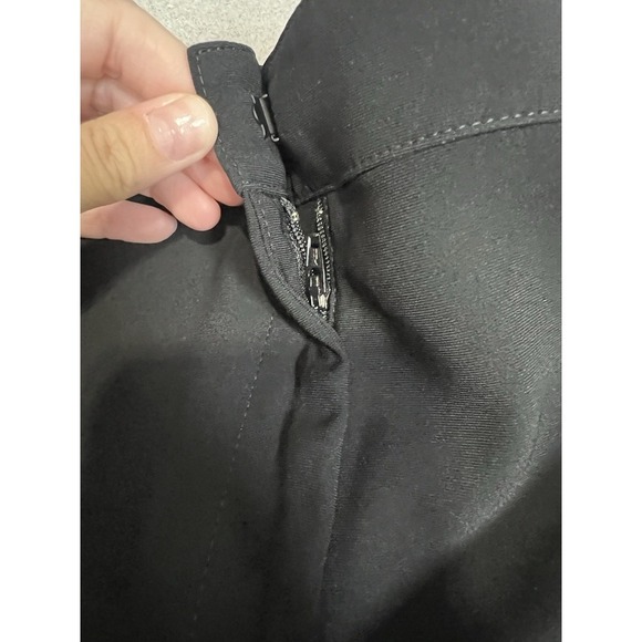 St John Caviar Diana Pants Womens Black Crepe High Rise Straight Trouser Size 12 - Picture 7 of 13